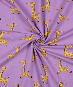 Jersey Stoff, Giraffe auf Fuchsia