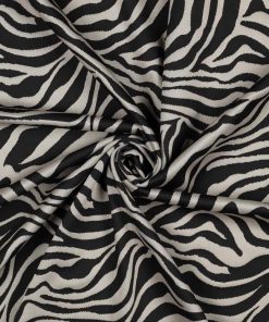 Mischgewebe – Jacquard, Zebramuster Schwarz / Ecru