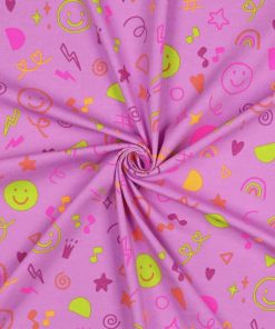 Jersey, Neonfarbene Kritzeleien auf Pink