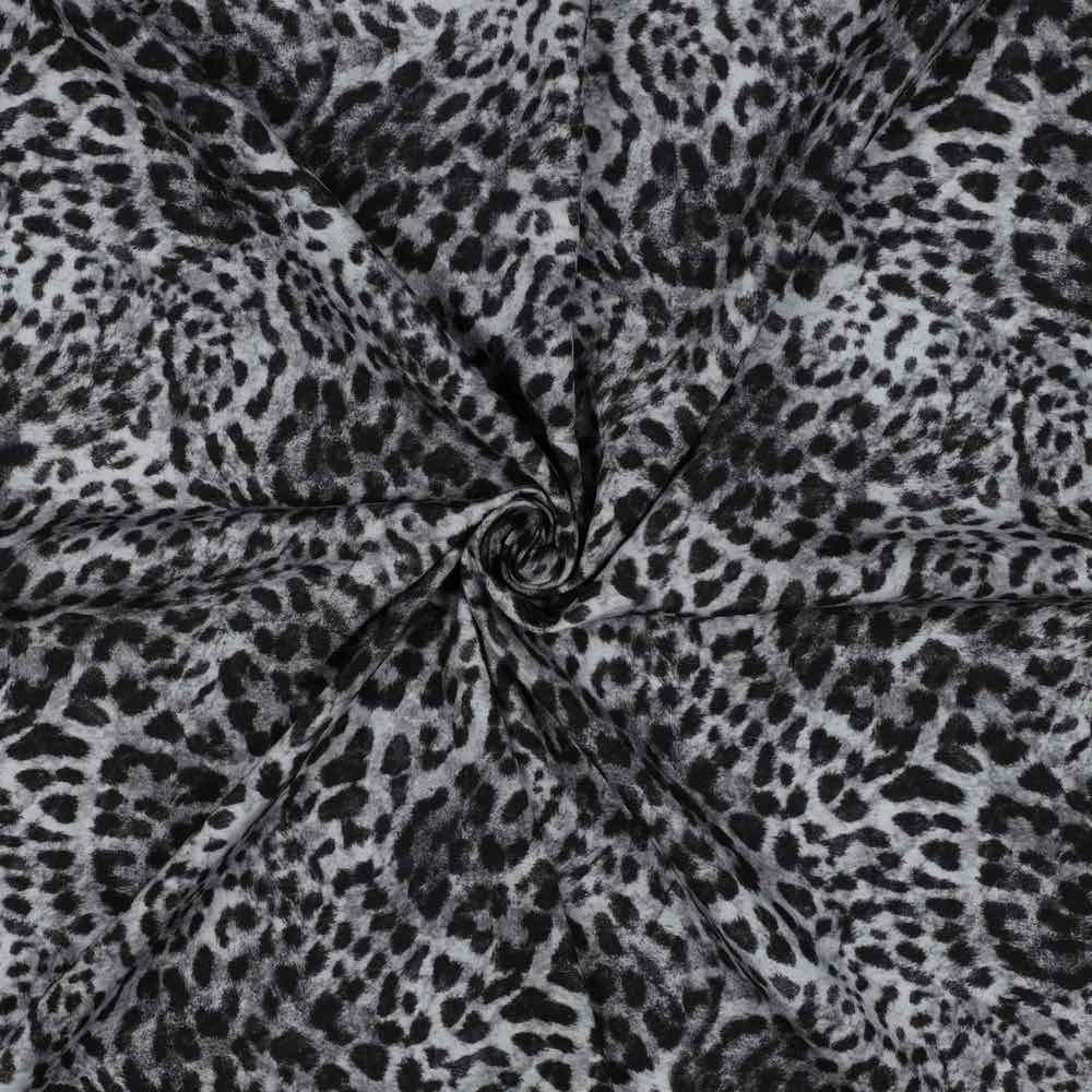 Viskose ECOVERO™, Leo Musterung Schwarz / Grau