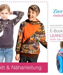 Kapuzensweatshirt “Leano”, Gr. 110 – 152 – optional mit Tasche [Digital]