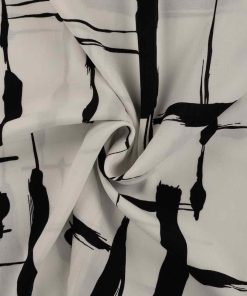 Viskose, grafische Musterung Weiß Schwarz