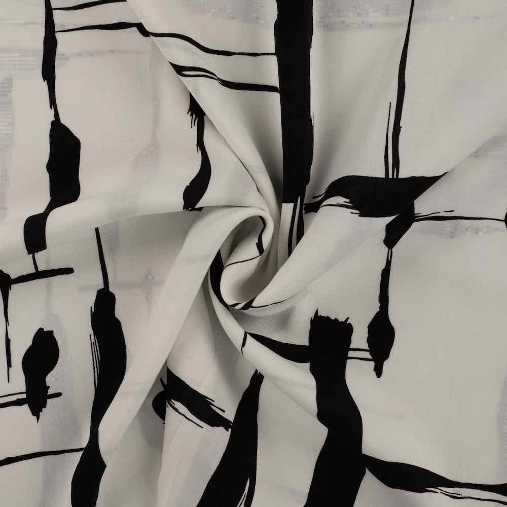 Viskose, grafische Musterung Weiß Schwarz