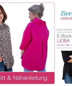 Bluse mit weitem Kragen / Kapuze “LIOBA”, Gr. 158 – Damengr. 46 [Digital]