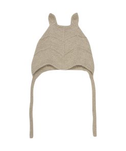 Huttelihut –  Mütze mit Ohren, Alpakawolle, camel melange, gestrickt