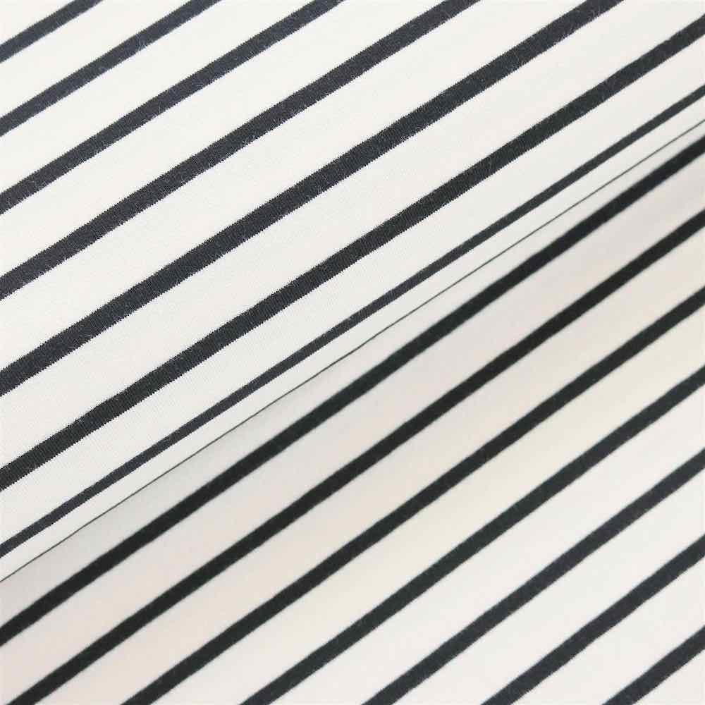 Sommersweat, Sweatshirt Stoff Ecru mit Streifen – Schwarz