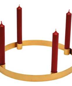 Adventskranz für 4 Stabkerzen Weihnachtskranz Adventsdeko gold Metall Ø 30×3 cm