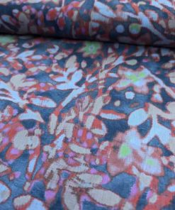 Baumwolle, Baumwollstretch, Blumenmusterung Blau