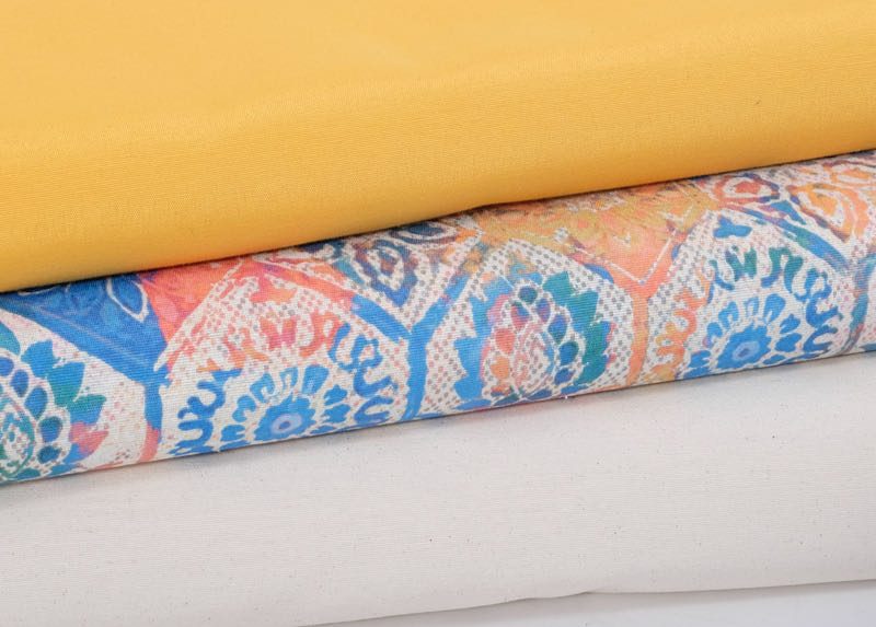 Baumwollstoff, Canvas, Ethnomuster Blau / Orange – Bild 4