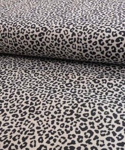 Baumwollstoff, Leo Musterung Beige / Schwarz