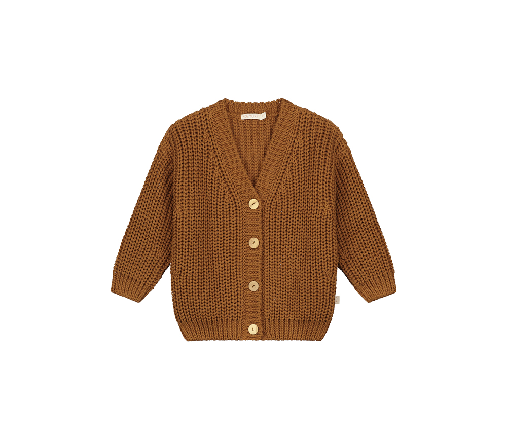 YUKI – Chunky Knit Cardigan, RUST, Bio Baumwolle – Bild 3
