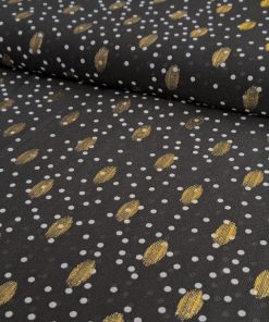 Chiffon, Schwarz mit goldenem Aufdruck