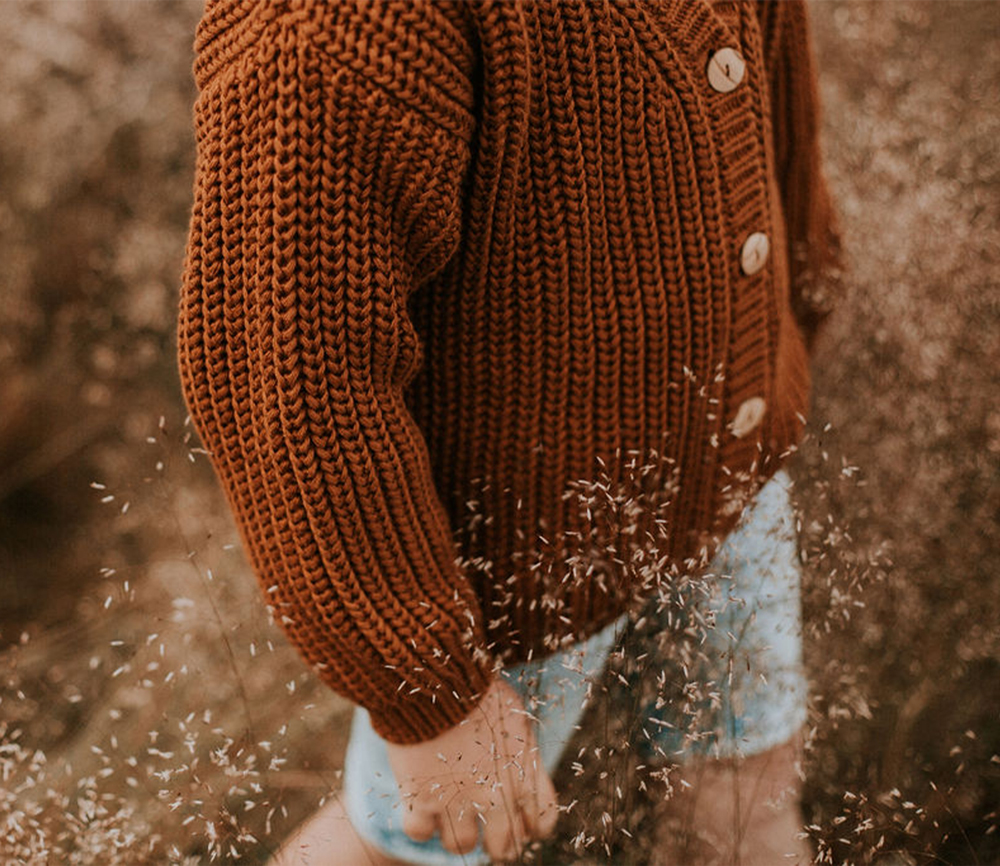 YUKI – Chunky Knit Cardigan, RUST, Bio Baumwolle – Bild 6