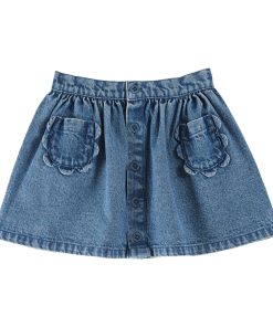 EMILE & IDA – Rock, ‚POCHE FLEURS‘,Denim, Baumwolle