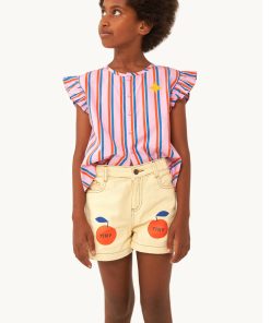 TinyCottons – Jeans Shorts „APPLE“, pastel yellow, Biobaumwolle