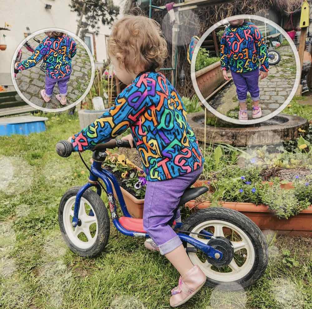 Heavy Sweat, French Terry, Letters / Schrift Grün Bunt – Bild 5