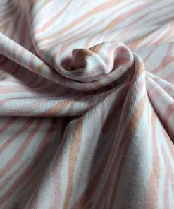 Jersey, Unregelmäßige Streifen in Nude und Rose auf Weiß – Digitaldruck