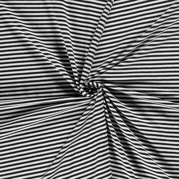 Jersey, schmale Streifen Schwarz / Weiß