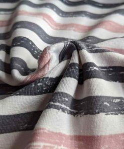 Jersey, Streifen Altrosa Grau Ecru