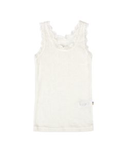 JOHA – Unterhemd mit Rüschen, Wolle/Seide, natur