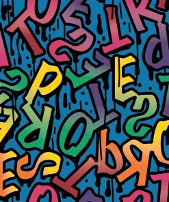 Heavy Sweat, French Terry, Letters / Schrift Grün Bunt