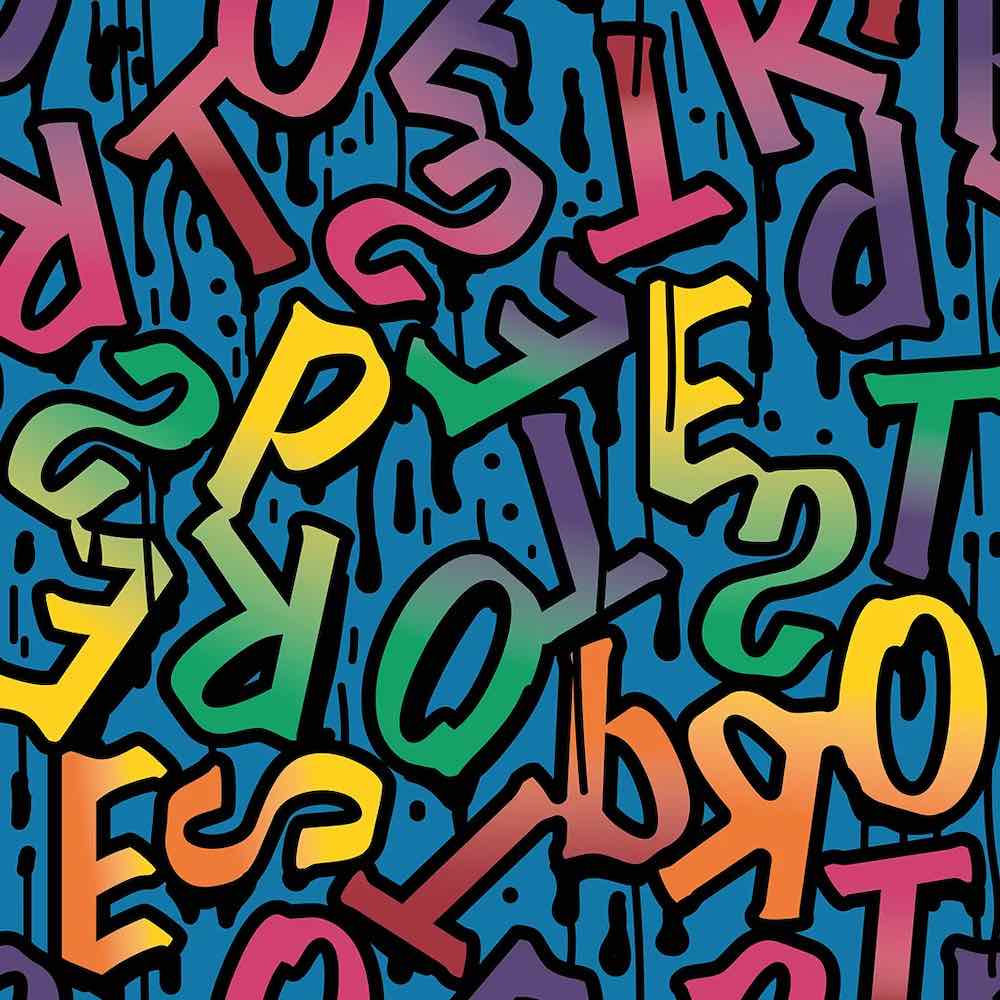 Heavy Sweat, French Terry, Letters / Schrift Grün Bunt – Bild 2