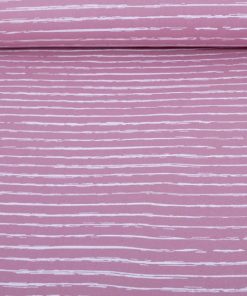 Baumwollstoff, feine weiße Streifen auf Altrosa