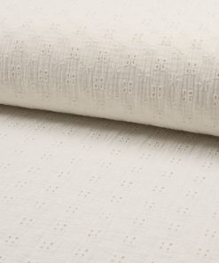 Baumwollstoff, Musselin, Gauze mit Lochstickerei, Ecru