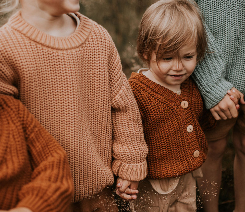 YUKI – Chunky Knit Cardigan, RUST, Bio Baumwolle – Bild 4