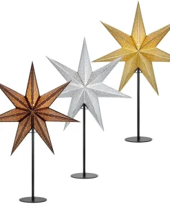 LED-Sterne Tischdeko Metall Papier Glitzer Ausstanzungen Zuleitung Ø 45×64 cm in 3 Farben