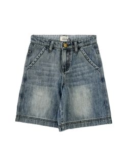 LongLiveTheQueen – Bermuda Jeans mit Glitzer, Blue Denim, Biobaumwolle