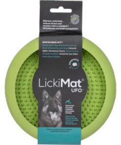 LickiMat Ufo (Naturkautschuk, haftet mit 7 Saugnäpfen), orange, lila, grün