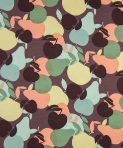 French Terry, Sommersweat, Äpfel auf Mauve – Organic Cotton