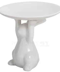 Osterhase Servierteller Servierschale Hase Ostern Keramik weiß 1 Stk. Ø 15 cm