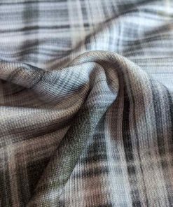 Mischgewebe, leichte Strickware, Karo Grau / Lila