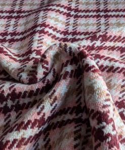 Mantelflausch, Karo Bordeaux / Rosa