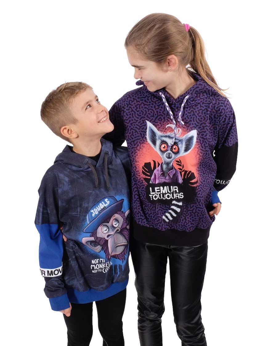 Jersey, Lemur Motiv Lila – 90 x 150 cm ohne Motiv, “unifarben” – Bild 5