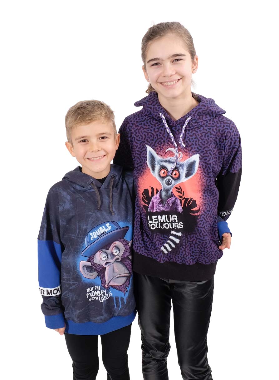 Jersey, Lemur Motiv Lila – 90 x 150 cm ohne Motiv, “unifarben” – Bild 4