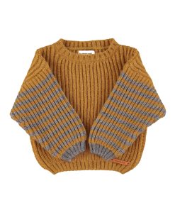 PiuPiuChick – Pullover „Stripes“, Camel/grey