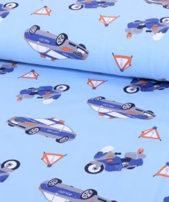 Jersey, Polizeiautos auf Blau