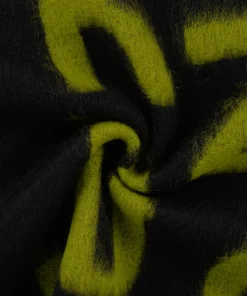 Wollstoff, ABC Strick, Lime Buchstaben auf Schwarz