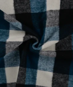 Mantelflausch, Wollstoff, Karo, Ecru / Grau / Petrol