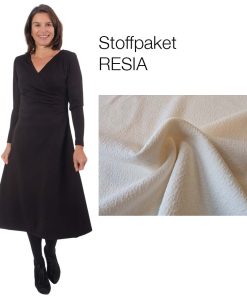 Stoffpaket Kleid Resia mit Kofferware in Ecru (3 Meter) und Papierschnittmuster Gr. 158 – Damengr. 46