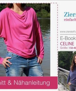 Wasserfallkragen Shirt “CELINE”, Gr. 158 – Damengr. 46 [Digital]