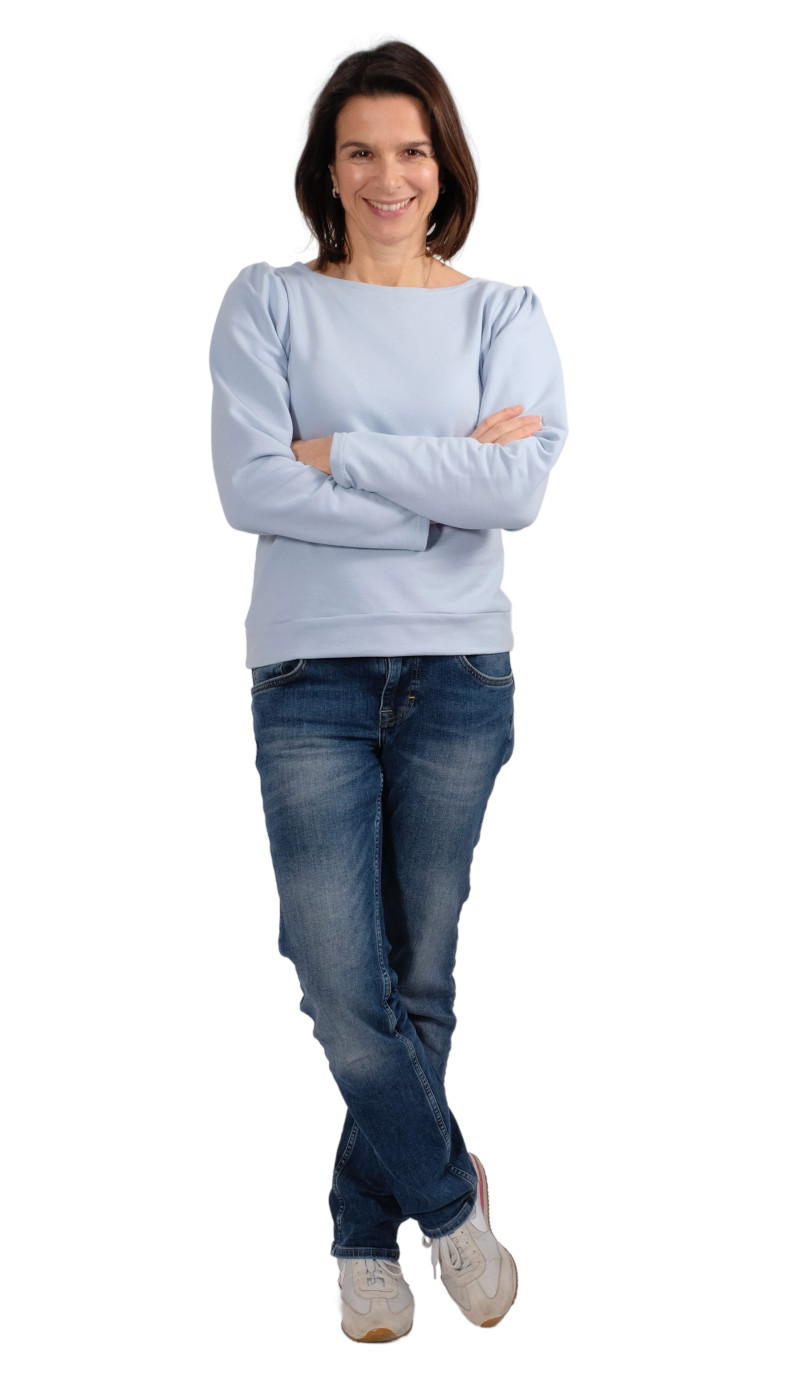 French Terry, unifarben Hellblau, Sweatshirtstoff brushed – Bild 4