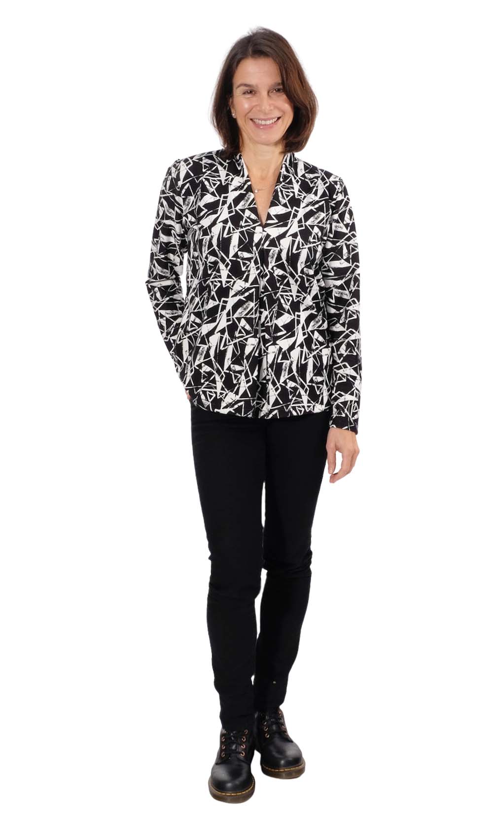 Viskose, grafische Musterung Weiß Schwarz – Bild 9