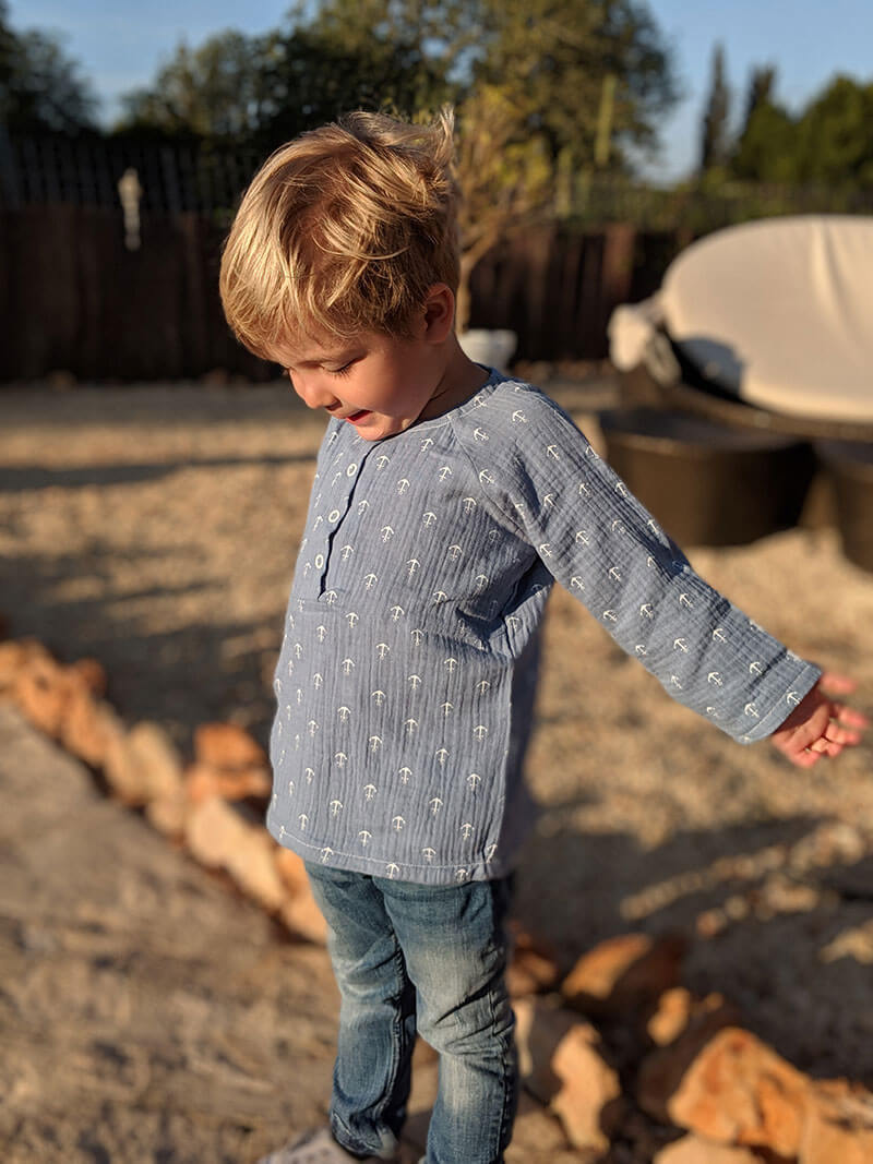 Gauze, Musselin – Double Gauze Grau mit weißen Ankern – Bild 5