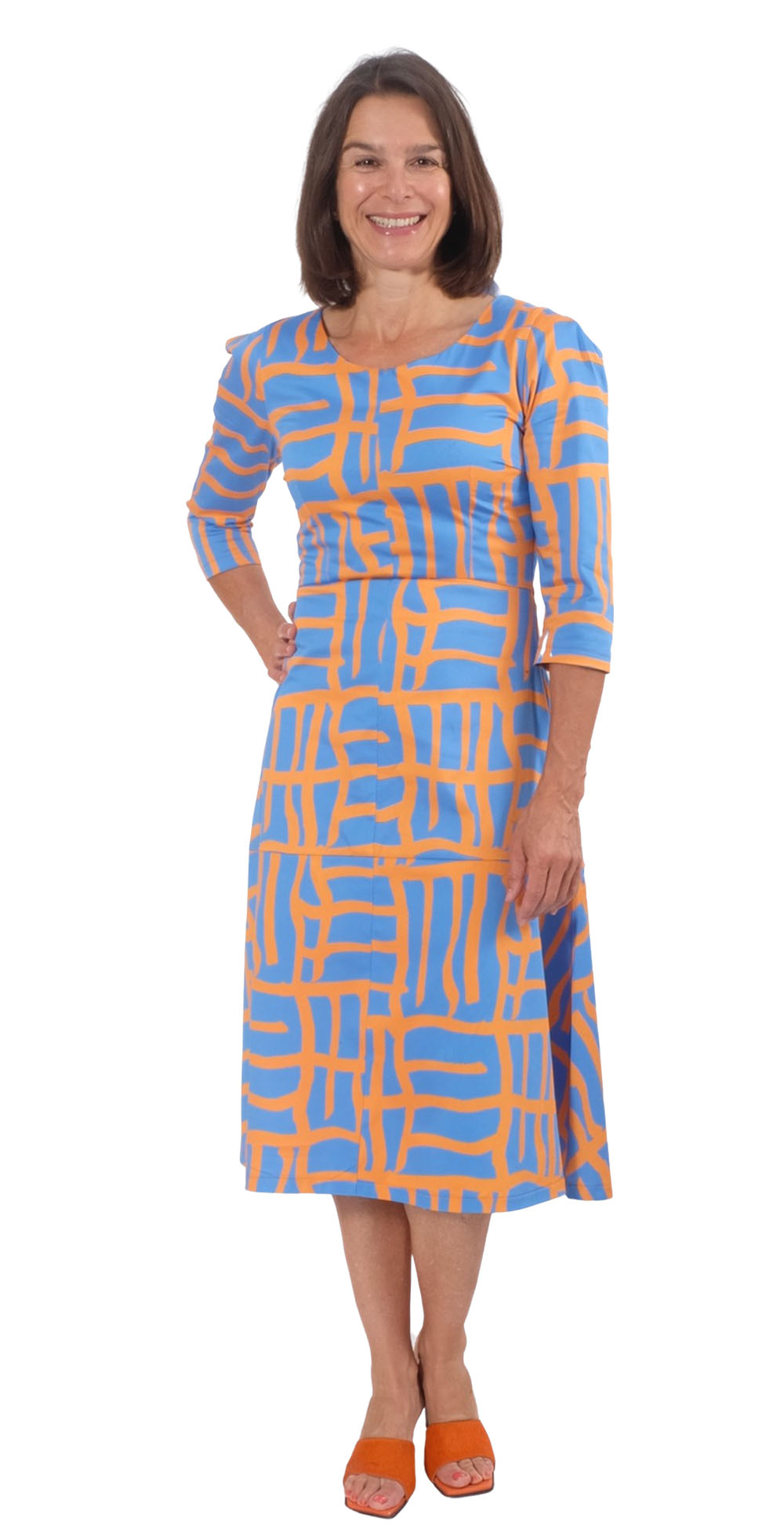 Baumwolle, Baumwollstretch, Hellblaue Blumen auf Marine – Bild 8