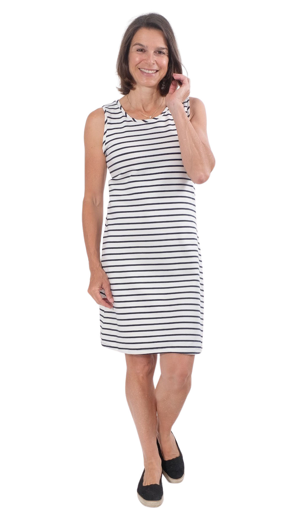 Sommersweat, Sweatshirt Stoff Ecru mit Streifen – Schwarz – Bild 3