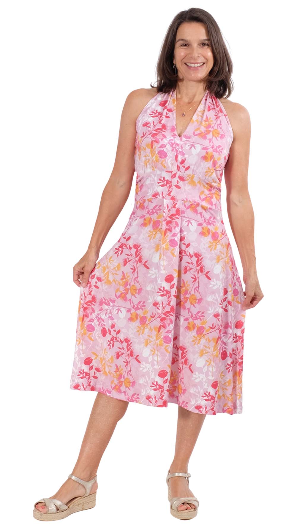 Slinky, Mischgewebe, Hibiskusblüten Rosa Petrol – Bild 5